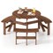 Costway 6-Person Round Picnic Table Set with 3 Built-in Benches 2" Umbrella Hole, Brown/Yellow